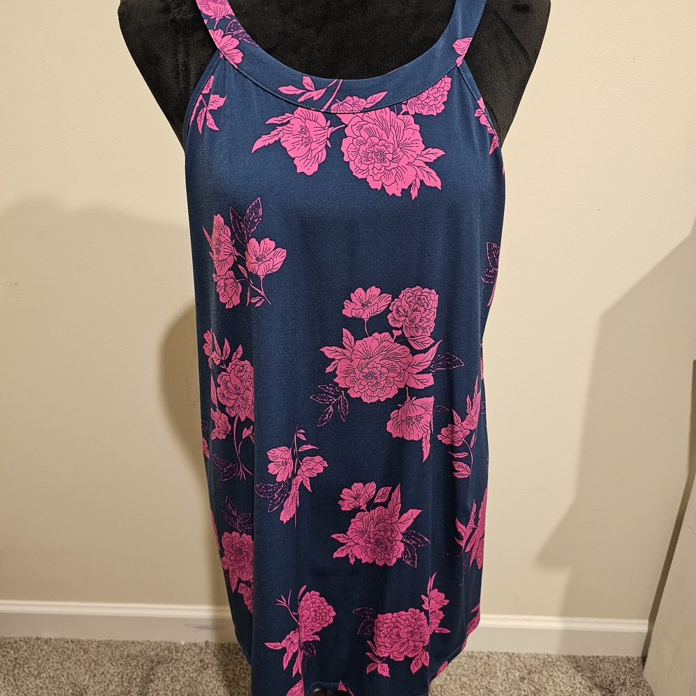 Torrid Navy and Pink Floral Tunic Top